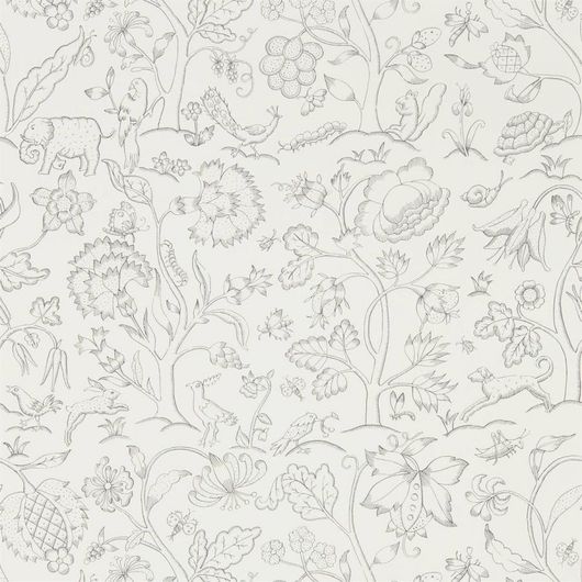 Бумажные обои  для спальни арт. 216693 из коллекции Melsetter от Morris, Великобритания в черно -белом цвете с растительным рисунком посмотреть в шоу-руме.