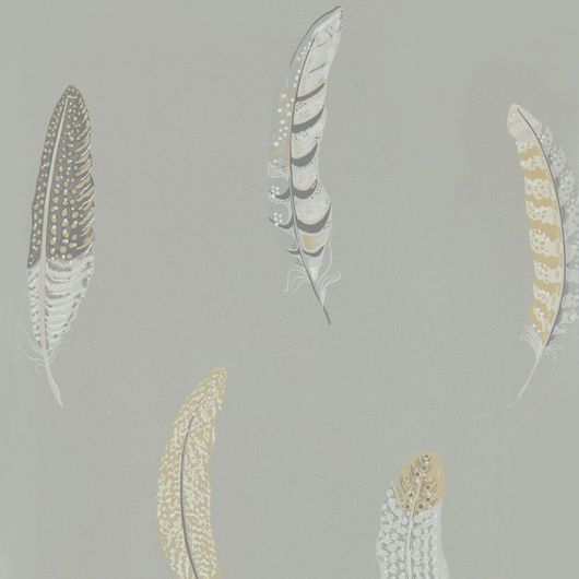 Подобрать дизайнерские обои 216605 из коллекции Elysian Lismore от Sanderson с нежными перьями в бежево-серых тонах на сером фоне с бесплатной доставкой