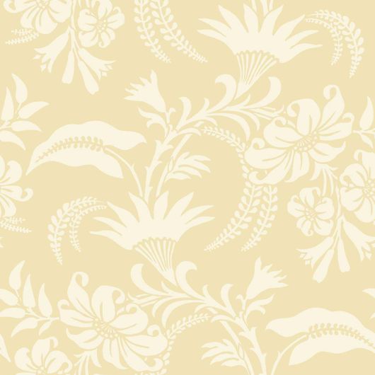 Обои Cranley от Cole & Son с узором белого цвета, сплетенным из тигровых лилий и листьев разной формы на нежно-желтом фоне. Выбрать, заказать английские обои в интернет-магазине, бесплатная доставка.