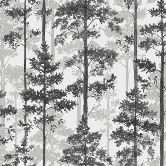 Обои из Швеции коллекция Graphic World . Pine вдохновлен красотой высоких хвойных лесов Скандинавии. Выполнен в черно-белых тонах. Шведские обои купить, салон обоев ОДизайн, в интернет-магазине, бесплатная доставка, оплата онлайн, большой ассортимент