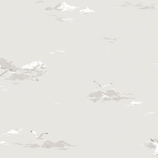 Продажа обоев из Швеции коллекция Marstrand ll, с рисунком чайки в небе Seagulls, обои для детской, на сером фоне. Купить салон обоев ОДизайн, в интернет-магазине, оплата онлайн, большой ассортимент, бесплатная доставка