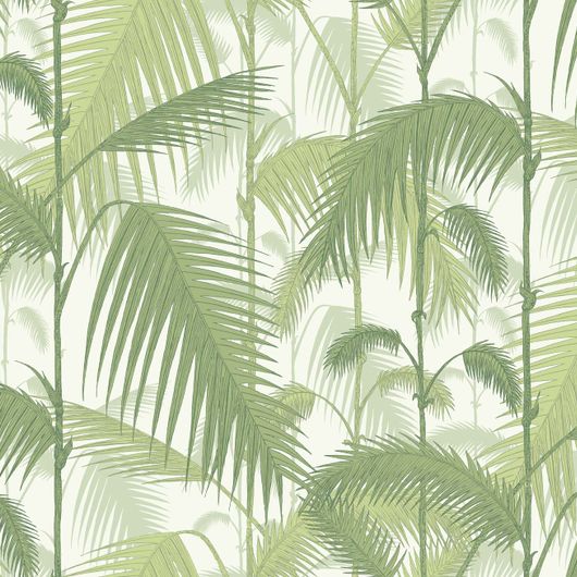 Обои Palm Jungle от Cole & Son - это пышный многослойный мотив из густой листвы джунглей в травянисто-зеленых оттенках. Обои для гостиной, спальни. Купить обои в салоне, большой ассортимент, бесплатная доставка.
