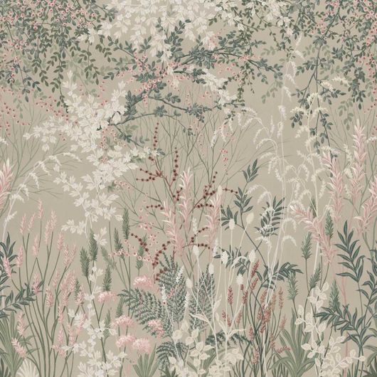 Цифровые обои для стен Hawthorn Pink, арт. 9673W от Borastapeter, изображен цветущий луг или, возможно, дикий сад в мягких, приятных оттенках зеленого, розового, кремового и коричневого. Заказать в интернет-магазине ODesign с бесплатной доставкой по всей России.