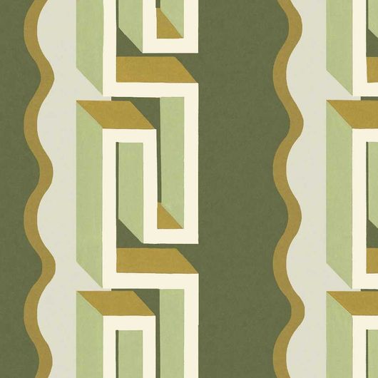 Цифровые обои для стен Rayure Méandre Dark Green, арт 9697W от Borastapeter – графичный узор в виде меандра из исторического архива в зеленой цветовой гамме. Закажите эти изысканные обои в интернет-магазине ODesign. Бесплатная доставка по всей России.