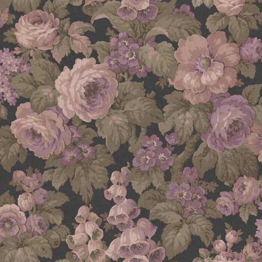 Цифровое панно для стен Rose Magnifique Purple, арт 9709W от Borastapeter – с крупным цветочным узором, где розы, наперстянки и другие цветы в бледно-розовом, сиреневом и тепло-зеленом цветах на черном фоне. Закажите эти изысканные обои в интернет-магазине ODesign. Бесплатная доставка по всей России.