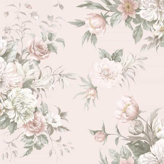 Цифровое панно для стен Floral Charm Grand Pink, арт 9721W от Borastapeter – фотообои, на которых нарисованы вручную цветочные букеты в пудровых оттенках розового и абрикосового с листвой в приглушенных зеленых и серо-коричневых тонах. Закажите эти изысканные обои в интернет-магазине ODesign. Бесплатная доставка по всей России.