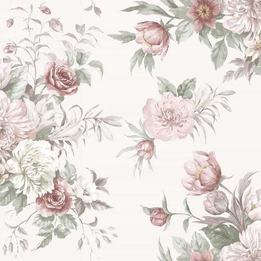 Цифровое панно для стен Floral Charm Grand Cream, арт 9722W от Borastapeter – фотообои, на которых нарисованы вручную цветочные букеты в пудровых оттенках розового и абрикосового, с листвой в приглушенных зеленых и серо-коричневых тонах на кремовом фоне. Закажите эти изысканные обои в интернет-магазине ODesign. Бесплатная доставка по всей России.