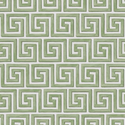 Графический рисунок обоев Queens Key от Cole & Son воссоздает классический греческий орнамент меандр, смягчённый мазками кисти в оливковом цвете. Купить обои для стен в интернет-магазине, большой ассортимент.