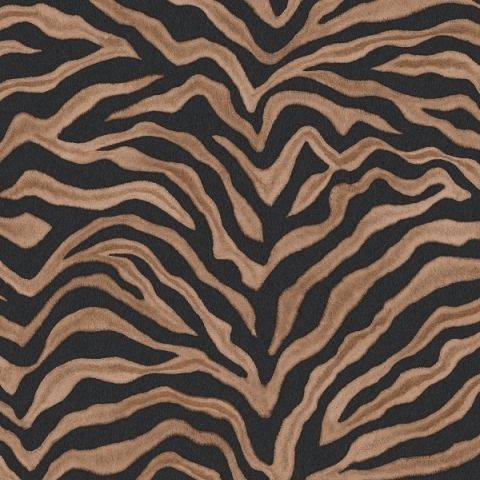 Обои из коллекции Natural FX, Aura с рисунком, имитирующим шкуру зебры в оттенках ржаво-коричневого и черного выбрать в салонах О-Дизайн.
