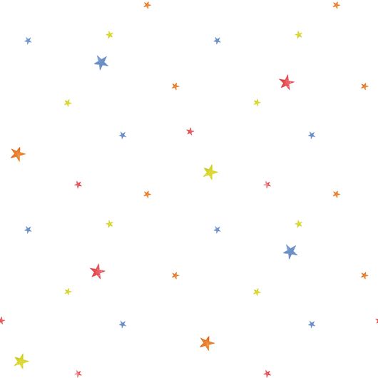 Флизелиновые обои с узором многоцветных звезд на белом фоне для детской