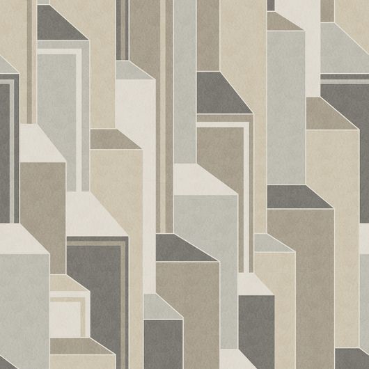 Фактурные обои на флизелиновой основе Architector "Mondrian" артикул KTM1320 с архитектурным 3Д узором в серо бежевых тонах