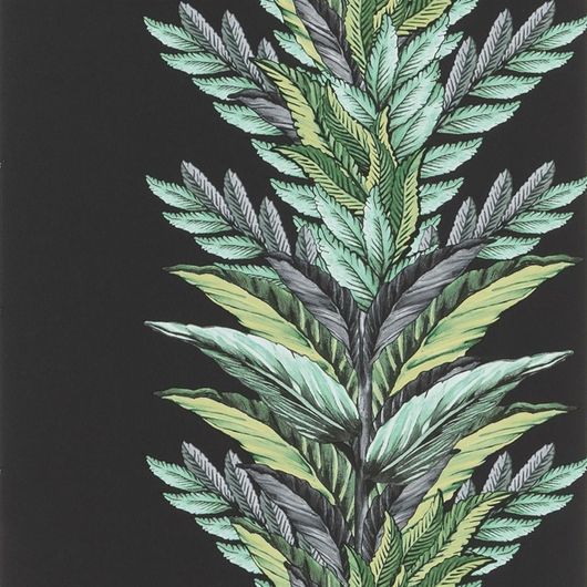 Обои Christian Lacroix арт. № 1004/03. Растительный орнамент на фоне угольного цвета. Подобрать обои, растительный орнамент, цветы в интерьере.