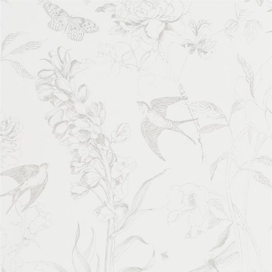 Выбрать обои в кухню арт. PDG714/02 дизайн Sibylla Garden из коллекции Jardin Des Plantes от Designers guild  с птицами и цветами в нейтральных цветам, на сате odesign.ru