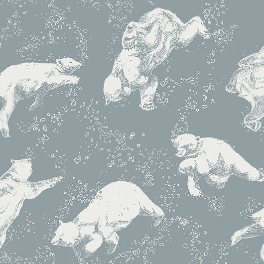 Экологичные флизелиновые обои морской тематикой с белыми медведями  для детской комнаты в наличии