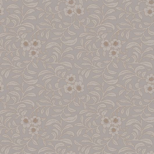 Фактурные широкие обои с абрисным золотым узором цветущего олеандра на серо голубом фоне для коридора