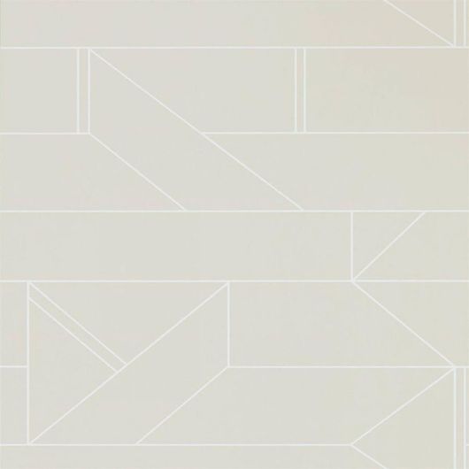 Заказать обои в гостиную арт. 112014 дизайн Barbican из коллекции Zanzibar от Scion, Великобритания с современным геометрическим принтом белого цвета на серо-коричневом фоне в шоу-руме в Москве с бесплатной доставкой