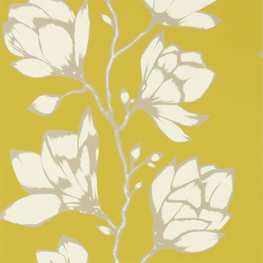 Заказать обои в квартиру арт. 112142 дизайн Lustica из коллекции Salinas от Harlequin, Великобритания с крупным рисунком цветов  на желтом фоне в интернет-магазине в Москве
