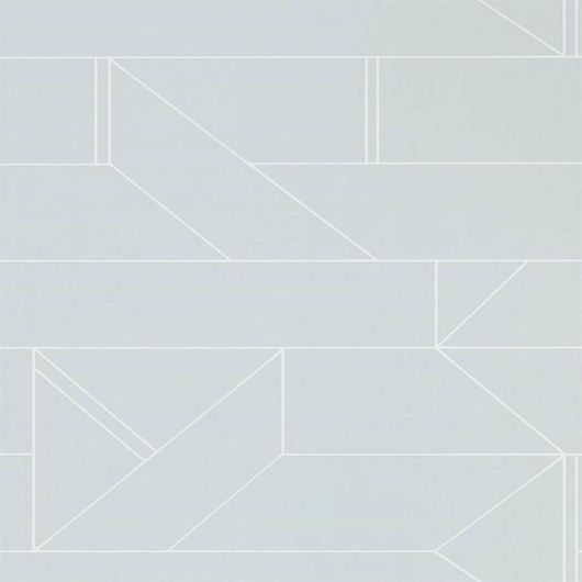 Обои для ремонта арт. 112017 дизайн Barbican из коллекции Zanzibar от Scion, Великобритания с современным геометрическим принтом белого цвета на светло-сером фоне заказать на сайте Odesign.ru