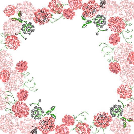 Фотопанно Stitched roses, Mr. Perswall с рисунком, имитирующим искусную вышивку из цветочных мотивов в оттенках нежно-розового, красного и зеленого. Заказать фотопанно по индивидуальным размерам в салонах Москвы, большой ассортимент.