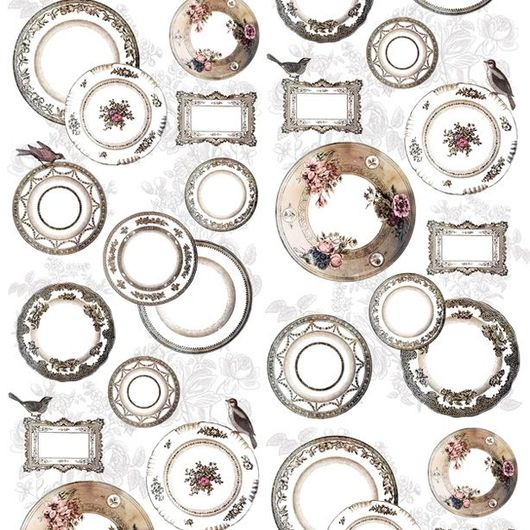 Фотопанно Plate collection, Mr. Perswall с изображением коллекции винтажных тарелок в нежной серо-бежевой гамме. Продажа фотообоев для стен в салонах ОДизайн, купить, заказать.