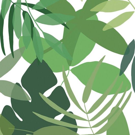 Фотообои арт. P031701-4 из каталога Urban Nature от Mr Perswall с изображением листьев тропических деревьев в зеленых оттенках