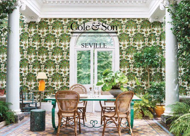 Дизайнерские обои Orange Blossom в интерьере зала Артикул:117/1001, Cole&Son