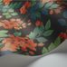 Флизелиновые обои пр-во Великобритания коллекция Seville от Cole & Son, переливающийся цветочный рисунок под названием Bougainvillea на темном фоне. Обои для спальни, обои для кухни, обои для гостиной. Купить обои в салоне Одизайн, большой ассортимент, бесплатная доставка