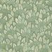 Обои Zulu Terrain от Cole & Son в монохромной палитре серовато-зеленых и оливковых оттенков с абстрактной пейзажной композицией из контуров перьев и деревьев среди холмов и долин. Выбрать, заказать обои для стен в интернет-магазине.