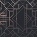 Обои виниловые Gatsby  артикул 12145 из каталога DECO в с геометрическим принтом на черном фоне с бронзовыми линиями в стиле Ар Деко для гостиной или кабинета.