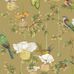 Детальный фрагмент флизелиновых обоев Baobab Botanica Safari арт. 129/2008 от Cole&Son каталог Ardmore Baobab, детальная прорисовка баобаба и роскошных птиц на оливково охристом фоне.