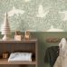 Флизелиновые обои Swans mint green арт. 130960 — романтичные обои с лебедями для кабинета.