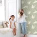 Флизелиновые обои Swans mint green арт. 130960 — романтичные обои с лебедями для девочек.