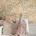 Флизелиновые обои для игровой Flowers and birds orange and grayish green арт. 131393 — с цветами и птицами в тёплых тонах — апельсиновом и серовато-зеленом создают в детской комнате жизнерадостную, уютную атмосферу.