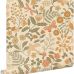 Флизелиновые обои для спальни Flowers and birds orange and grayish green арт. 131393 — с цветами и птицами в тёплых тонах — апельсиновом и серовато-зеленом создают в комнате умиротворяющую и уютную атмосферу.