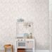 Флизелиновые обои детской комнаты Flowers lilac pink арт. 139531 из каталога POM POM PIE от Esta Home с нежными сиренево-розовыми цветами.