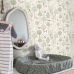 Флизелиновые обои для комнаты малыша Dogs grayed mint green and white арт. 139709 — с очаровательными собачками дарят ощущение дружбы, добра и беззаботного детства. Такой дизайн идеально подходит для детской комнаты, где важна каждая деталь: от цвета стен до настроения.