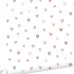 Детские флизелиновые обои Little hearts terracotta and lilac purple арт. 139754 с сердечками для комнаты девочки.