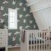 Флизелиновые обои Swans grayed vintage blue and white арт. 139798 — романтичные обои с лебедями для малыша.