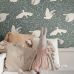 Флизелиновые обои Swans grayed vintage blue and white арт. 139798 — романтичные обои с лебедями для игровой.