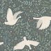 Флизелиновые обои Swans grayed vintage blue and white арт. 139798 — романтичные обои с лебедями для интерьера.