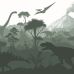 Детское флизелиновое панно Dinosaurs dark green арт. 159491 с динозаврами для комнаты мальчика.