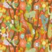 Шведские обои из  коллекции Scandinavian Designers II от Borastapeter с завораживающим многоцветный сказочным рисунком на котором изображено множество различных деталей, сцен с людьми под названием Melodi на насыщенном оранжевом фоне. Обои подходят для кухни и коридора. Дизайнер рисунка СТИГ ЛИНДБЕРГ.