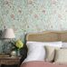 Интерьер спальни декорированный обоями Mary Isobel из каталога Compilation Wallpaper от Morris