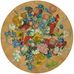 Уникальное круглое панно с дизайнерским многоцветным узором из цветов Ван Гога в акварельных оттенках для гостиной