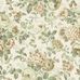 Цветочные обои Hortensia артикул 5727 из каталога Orangeri от Borastapeter в приглушенных тонах персикового и зелено оливкового с красивыми гортензиями, георгинами, розами и гвоздиками на неоднородно белом патинированном фоне для гостиной