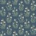 Дизайнерские обои с цветочным фактурным узором подснежников на синем фоне  -- шведский природный романтизм в духе Ар-Нуво