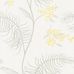 Обои арт. 69/8132. Пышная мимоза с листвой и цветами волнообразно тянется вверх и визуально вытягивая высоту помещения. Принт выполнен в серых с желтым тонах на белом фоне. Подобрать обои, обои в квартиру, флизелиновые обои