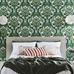 флизелиновые обои для спальни Lola, арт 117/13040 из коллекции Seville, пр-во Cole&Son (Англия). Крупный дамаск зеленого цвета на белом фоне. Обои для гостиной, обои для спальни, обои для кабинета. Большой ассортимент, бесплатная доставка, купить обои