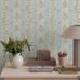 Цветочные обои Hufvudsta Gård Blue Boråstapeter Flowers 9164 — обои для кабинета, с цветами полосами