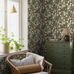 Цветочные обои Happy Hollyhocks Black Boråstapeter Flowers 9173 — обои в интерьере, скандинавский дизайн